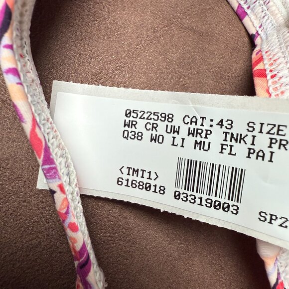 Lands' End Women's 4, 2-10 LONG Underwire Wrap Tankini Top Wood Lily Multi Flora - Picture 10 of 11